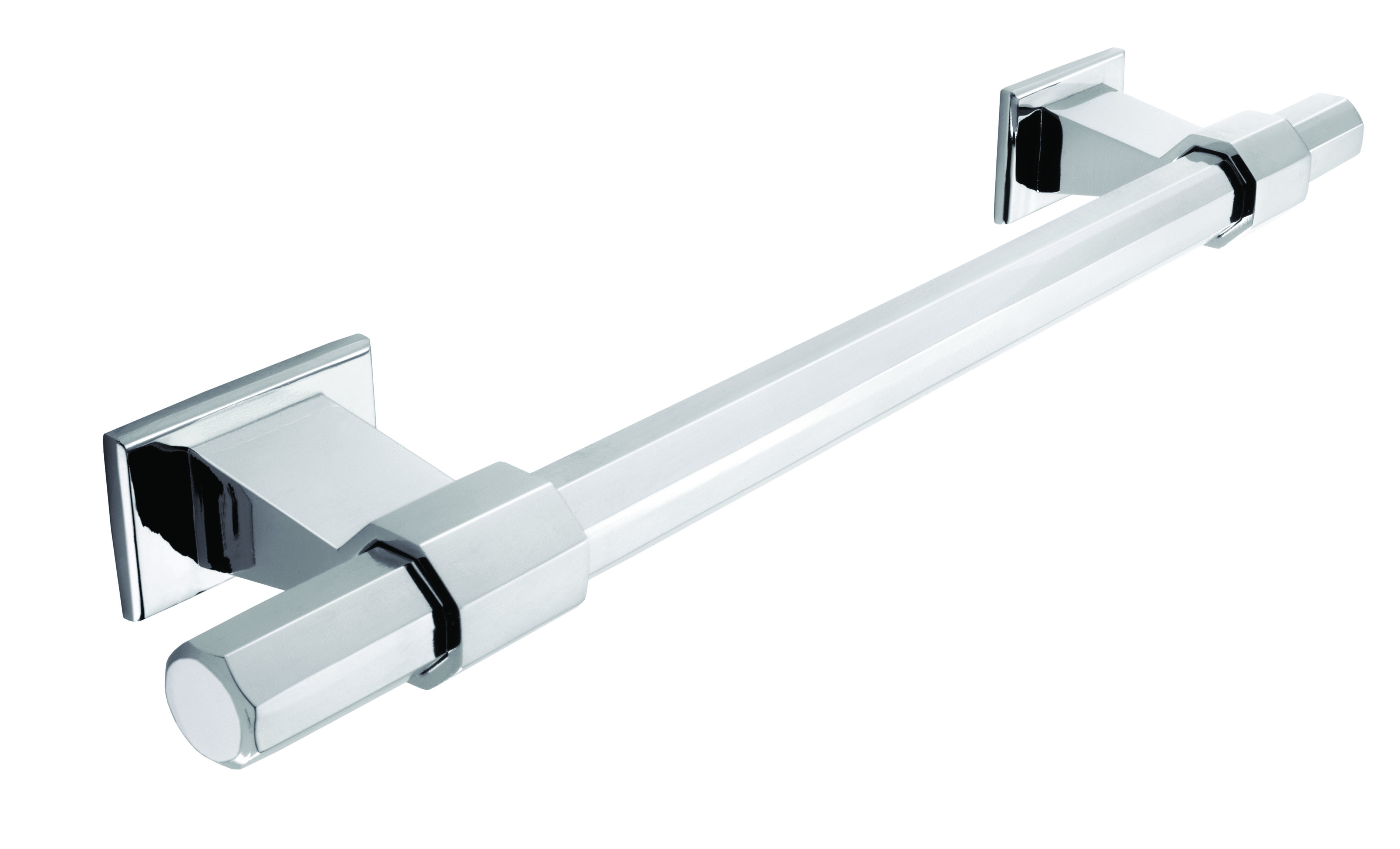 Hexagonal bar handle, 160mm, chrome effect