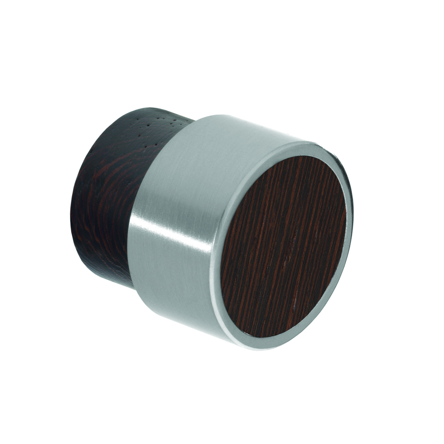 Knob, 26mm diameter, wenge finish and stainless steel effect 